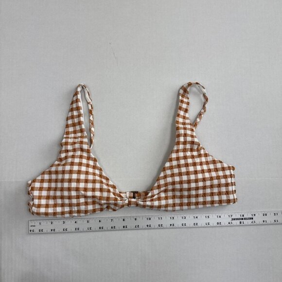 Andie Women's XL Amor Swim Top Textured Sparrow Caramel Gingham Plaid NWT - Picture 7 of 16